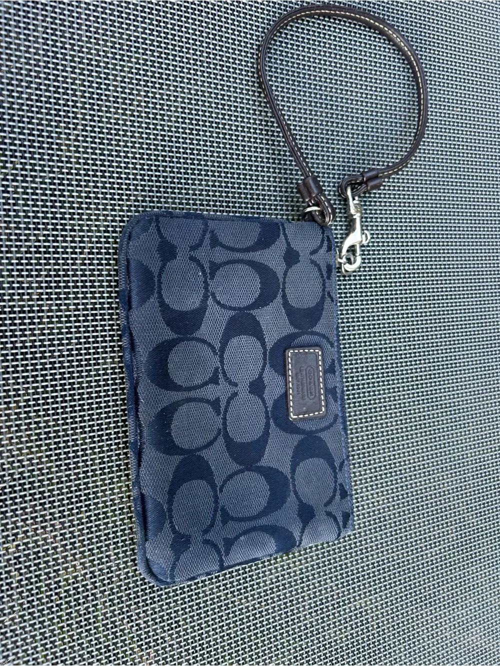 Navy coach wristlet spring, summer, wallet, purse, casual‎ little leather brown